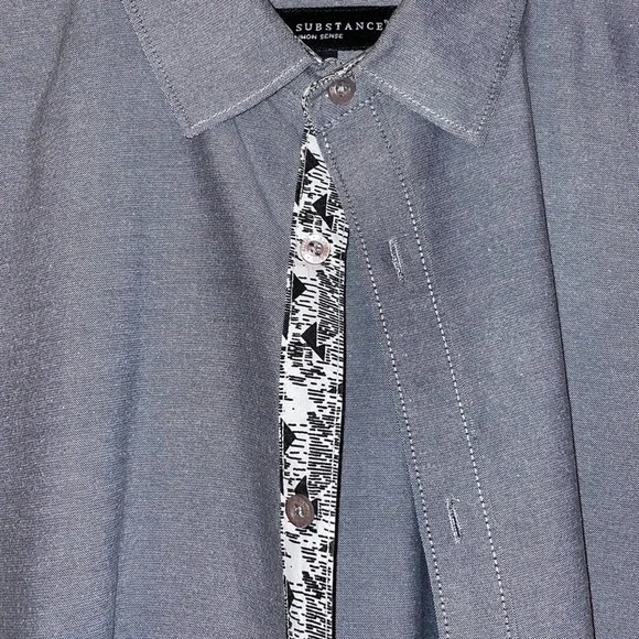 TRUTH.SUBSTANCE | Mens' short-sleeved button down shirt in grey Size Large - Picture 4 of 12